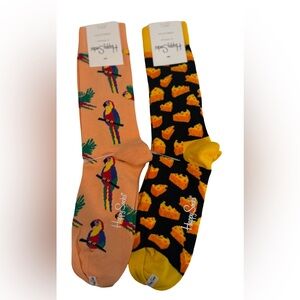 Happy Socks Vibrant Parrot and Cheese Socks - Orange and Black